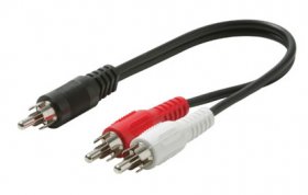 6" RCA Plug to 2-RCA Plugs Splitter (Red+White)