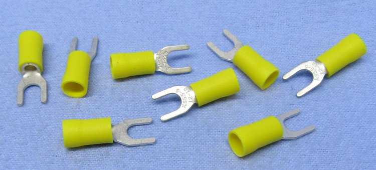 Fork/Spade Insulated 12-10Awg #10 Stud (8Pk) Yellow Vinyl
