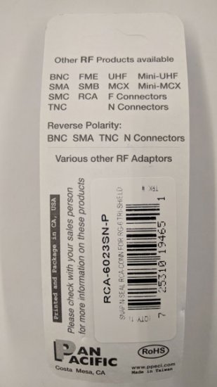 RCA Plug Snap-N-Seal For RG-6/U