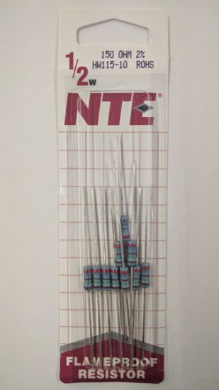 150 Ohm 0.5 Watt Metal Film Resistor (10Pk) 2% Tolerance