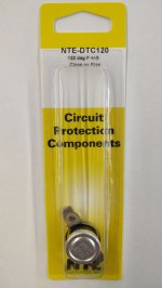 Disc Thermostat 122°F/50°C 15A 125V Close on Rise