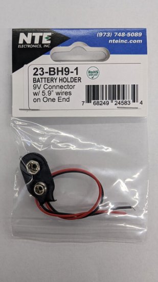 9V Battery Snap (Economy) Vinyl, 5.9" Leads on End