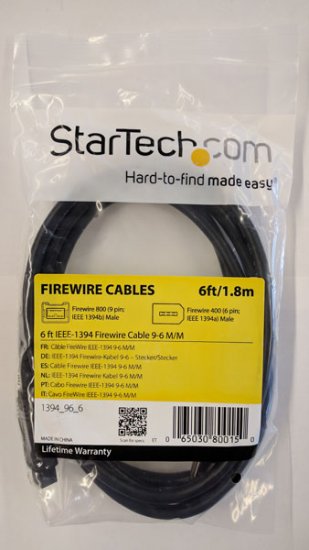 6Ft IEEE-1394 Firewire Cable 9-6 M/M