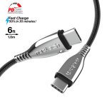 Titanium USB-C to USB-C Braided Cable 6Ft - Black
