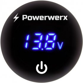 Powerwerx Panel mount Digital Blue Volt Meter, Batt %, On/Off