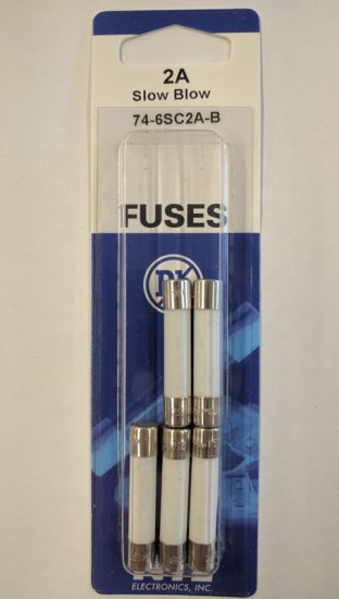 2 Amp (MDA) Ceramic Fuse (5Pk) Slow Blow 6x30mm