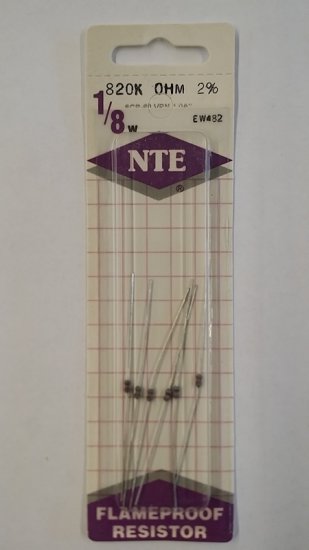 820K Ohm, 1/8W, 2% Metal Film Flameproof Resistor (6Pk)