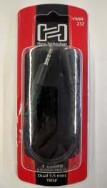 6" Y Cable, 3.5 mm TRSM to Dual 3.5mm TRSF