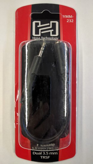 6" Y Cable, 3.5 mm TRSM to Dual 3.5mm TRSF