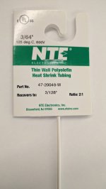 3/64" White 48" Thin Wall 2:1 Polyolefin Heat Shrink Tubing