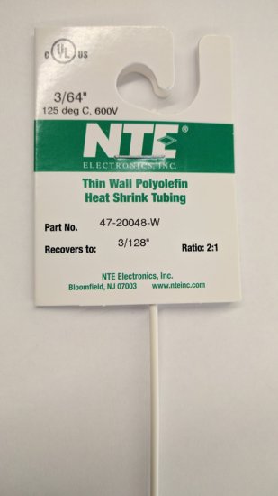 3/64" White 48" Thin Wall 2:1 Polyolefin Heat Shrink Tubing