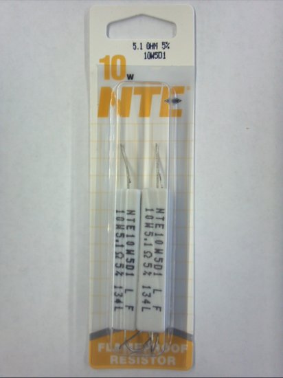 5.1 Ohm 10W Cerment Power Wirewound Resistor (2Pk) 5% Tolerance