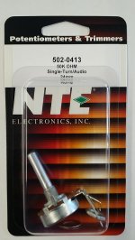 50K Audio Taper Pot 0.25W (24mm) Combo Lug 30mm Shaft