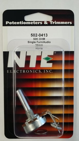 50K Audio Taper Pot 0.25W (24mm) Combo Lug 30mm Shaft