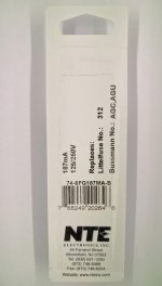 0.187 Amp (187mA) 3AG Glass Fuse (5Pk) Fast Acting 6x30mm NTE