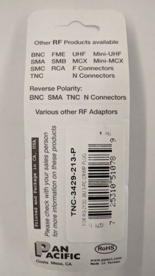 TNC Plug 3-Piece Crimp RG-213U, 8/U