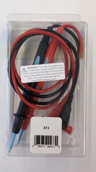 Test Leads, 22" Long, Recessed Banana, Insulated Probes