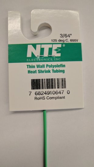 3/64" Green 48" Thin Wall 2:1 Polyolefin Heat Shrink Tubing