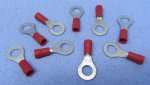 Ring Terminal Insulated 22-18Awg 1/4" Stud (10Pk) Red Vinyl