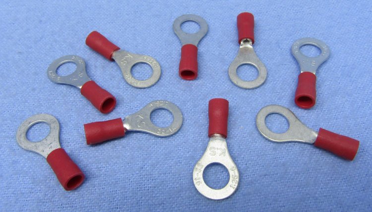 Ring Terminal Insulated 22-18Awg 1/4\" Stud (10Pk) Red Vinyl
