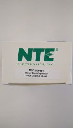 161-193uF 250VAC Motor Start AC Electrolytic Capacitor .25" Q.C.