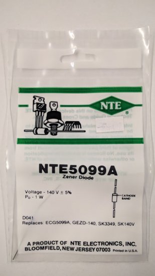 NTE5099A Zener Diode 140.0V 1W, DO-41/DO-15 (2Pk)