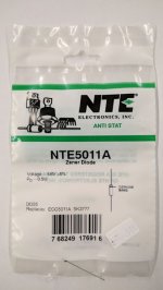 NTE5011A Zener Diode 5.6V 1/2W, DO35