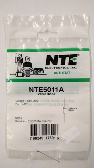 NTE5011A Zener Diode 5.6V 1/2W, DO35