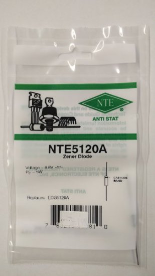 NTE5120A Zener Diode 6.8V 5W Axial Leaded