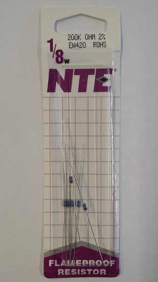 200K Ohm, 1/8W, 2% Metal Film Flameproof Resistor (6Pk)