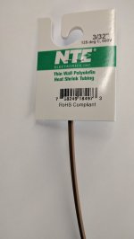 3/32" Brown 48" Thin Wall 2:1 Polyolefin Heat Shrink Tubing