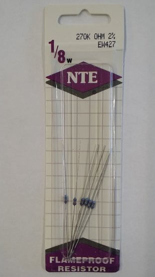 270K Ohm, 1/8W, 2% Metal Film Flameproof Resistor (6Pk)