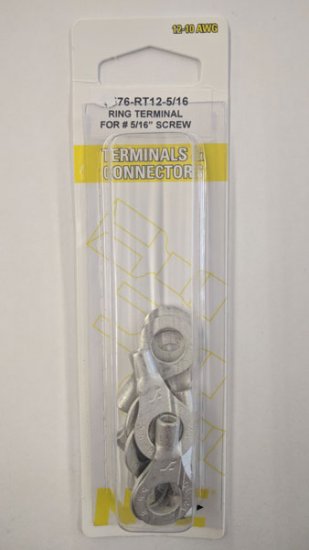 Ring Terminal Non-Insulated 12-10Awg 5/16" Stud (10Pk)