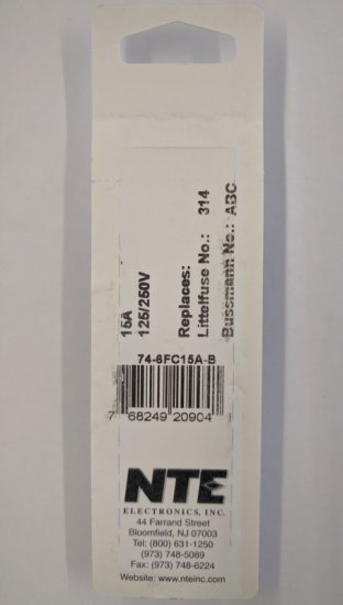 15 Amp (3AB) Ceramic Fuse (5Pk) Fast Acting 6x30mm