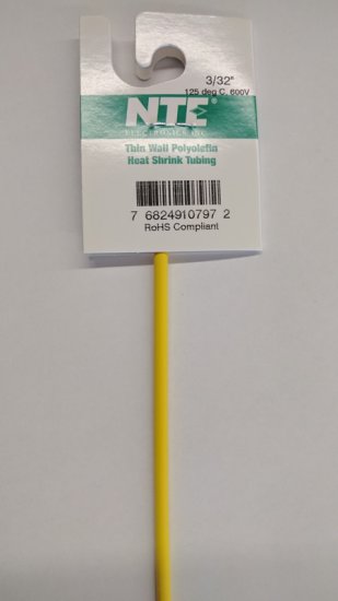 3/32" Yellow 48" Thin Wall 2:1 Polyolefin Heat Shrink Tubing