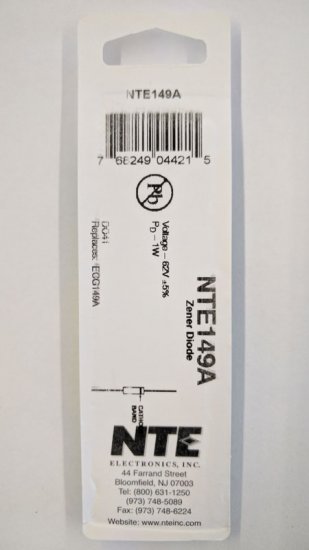 NTE149A Zener Diode (2Pk) 62V 1Watt