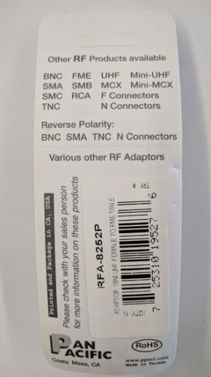 Mini-UHF Jack to FME Plug Adapter