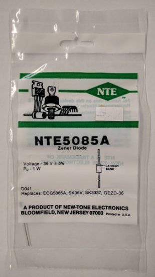 NTE5085A Zener Diode 36.0V 1W, DO-41/DO-15 (2Pk)