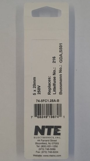 1.25 Amp (GDA) Ceramic Fuse (5Pk) Fast Acting 5x20mm