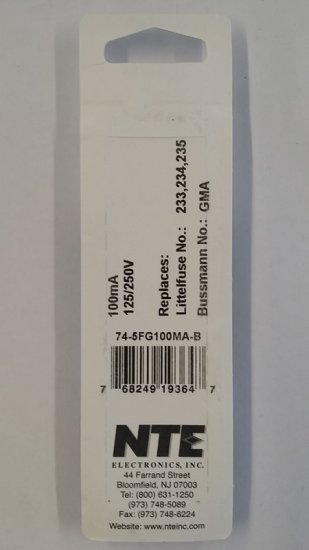 0.1 Amp (100mA) GMA Glass Fuse (5Pk) Fast Acting 5x20mm