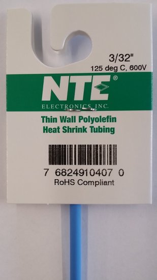 3/32" Blue 48" Thin Wall 2:1 Polyolefin Heat Shrink Tubing