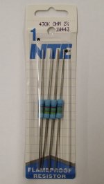 430K Ohm 1 Watt Metal Oxide Film Resistor (4Pk) 2% Tolerance