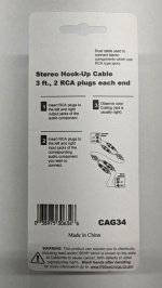 3Ft Gold Dual RCA Cable