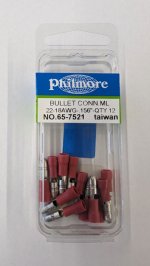 Bullet Male Insulated 22-18Awg 0.156" (12Pk) Red Vinyl