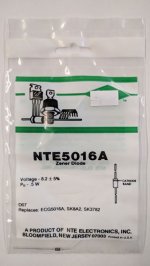 NTE5016A Zener Diode 8.2V 1/2W, DO35