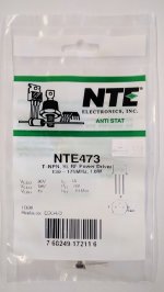 NTE473 T-NPN, Si, RF Power Driver (Po 1.8W@130-175MHz)