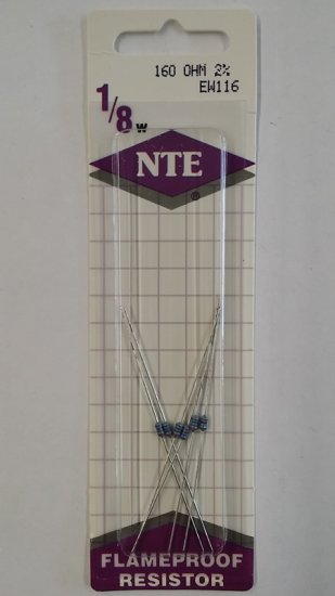160 Ohm, 1/8W, 2% Metal Film Flameproof Resistor (6Pk)