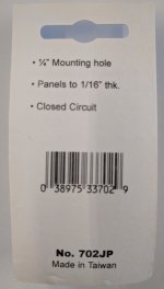 (3.5mm) 1/8" 3.5mm Mono Panel Mount Jack Closed Circuit