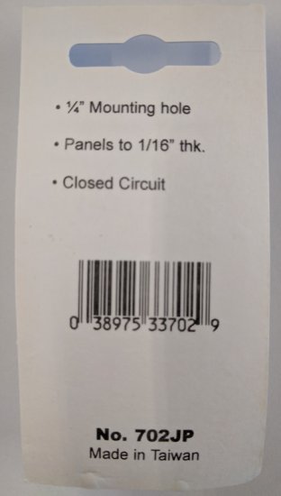 (3.5mm) 1/8" 3.5mm Mono Panel Mount Jack Closed Circuit