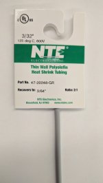 3/32" Grey 48" Thin Wall 2:1 Polyolefin Heat Shrink Tubing